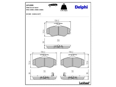 Jeu de 4 plaquettes de frein DELPHI ref. LP1599