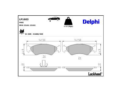 Juego de 4 pastillas de freno (Almohadilla de freno) DELPHI ref. LP1603