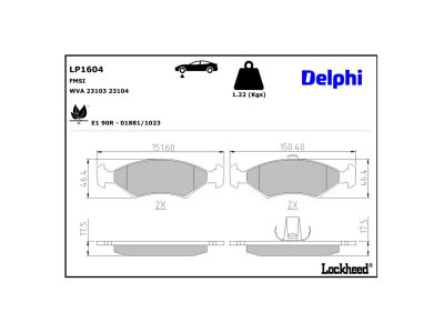 Juego de 4 pastillas de freno (Almohadilla de freno) DELPHI ref. LP1604