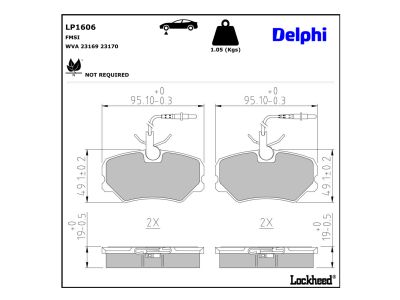 Juego de 4 pastillas de freno (Almohadilla de freno) DELPHI ref. LP1606