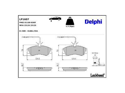 Juego de 4 pastillas de freno (Almohadilla de freno) DELPHI ref. LP1607