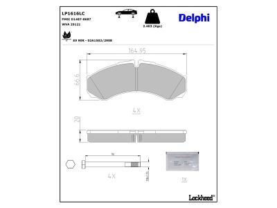 Jeu de 4 plaquettes de frein DELPHI LP1616LC