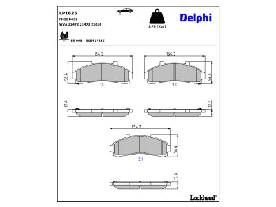 Juego de 4 pastillas de freno (Almohadilla de freno) DELPHI ref. LP1625