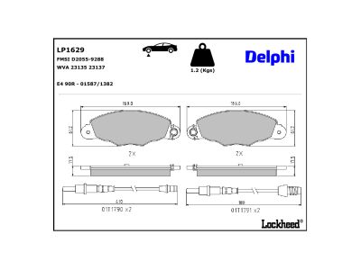 Juego de 4 pastillas de freno (Almohadilla de freno) DELPHI ref. LP1629