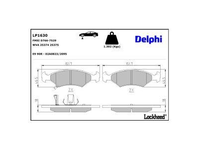 Juego de 4 pastillas de freno (Almohadilla de freno) DELPHI ref. LP1630