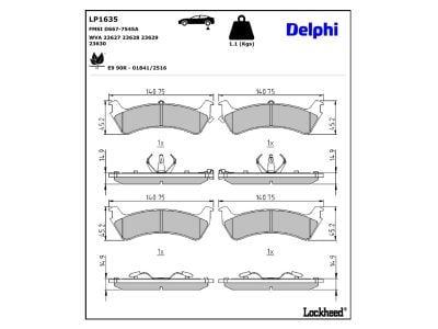 Jeu de 4 plaquettes de frein DELPHI ref. LP1635