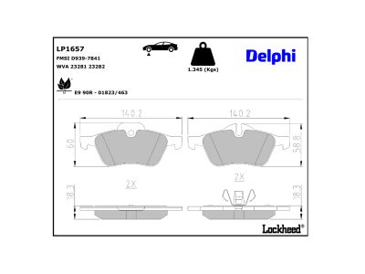 Juego de 4 pastillas de freno (Almohadilla de freno) DELPHI ref. LP1657