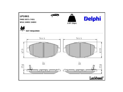 Jeu de 4 plaquettes de frein DELPHI ref. LP1661