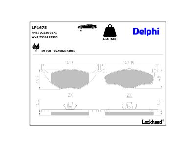 Juego de 4 pastillas de freno (Almohadilla de freno) DELPHI ref. LP1675