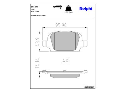 Jeu de 4 plaquettes de frein DELPHI ref. LP1677