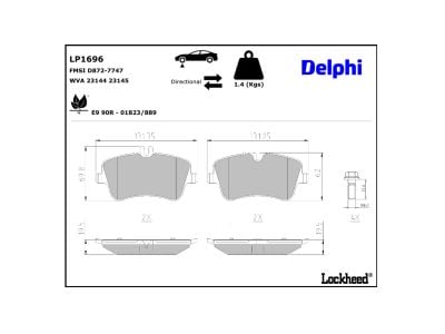 Juego de 4 pastillas de freno (Almohadilla de freno) DELPHI ref. LP1696