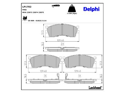 Juego de 4 pastillas de freno (Almohadilla de freno) DELPHI ref. LP1702