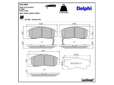 Juego de 4 pastillas de freno (Almohadilla de freno) DELPHI ref. LP1704