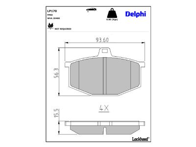 Jogo de 4 pastilhas de travão DELPHI ref. LP170