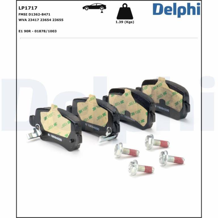 Jeu de 4 plaquettes de frein DELPHI ref. LP1717