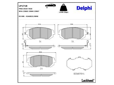 Juego de 4 pastillas de freno (Almohadilla de freno) DELPHI ref. LP1718