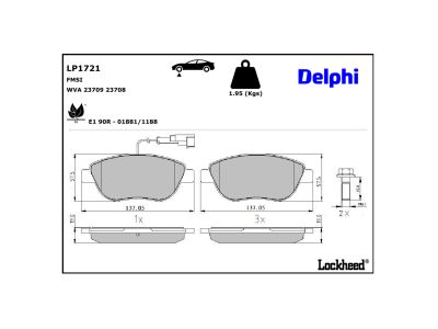 Juego de 4 pastillas de freno (Almohadilla de freno) DELPHI ref. LP1721