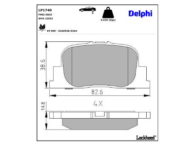 Jeu de 4 plaquettes de frein DELPHI ref. LP1740