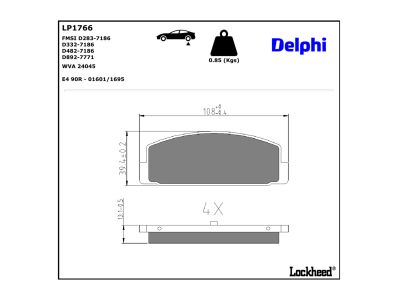 Jeu de 4 plaquettes de frein DELPHI ref. LP1766