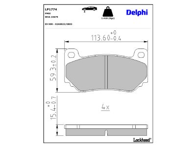 Jeu de 4 plaquettes de frein DELPHI ref. LP1774