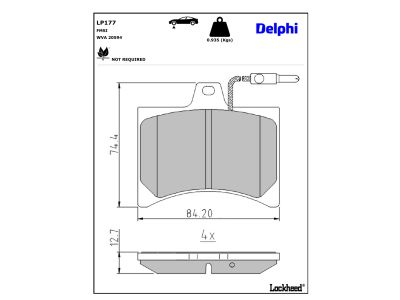 Juego de 4 pastillas de freno (Almohadilla de freno) DELPHI ref. LP177