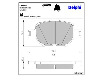 Juego de 4 pastillas de freno (Almohadilla de freno) DELPHI ref. LP1804