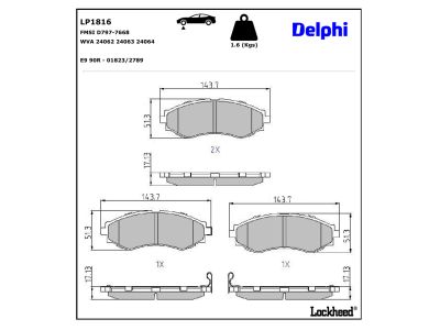 Juego de 4 pastillas de freno (Almohadilla de freno) DELPHI ref. LP1816