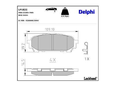 Jeu de 4 plaquettes de frein DELPHI ref. LP1822