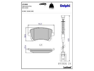 Jeu de 4 plaquettes de frein DELPHI ref. LP1860