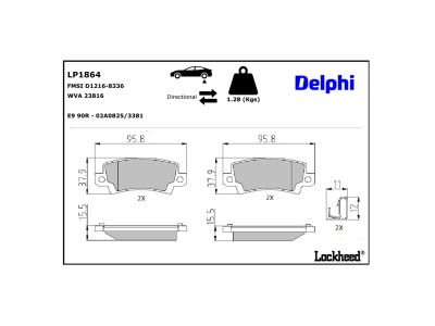 Jeu de 4 plaquettes de frein DELPHI ref. LP1864