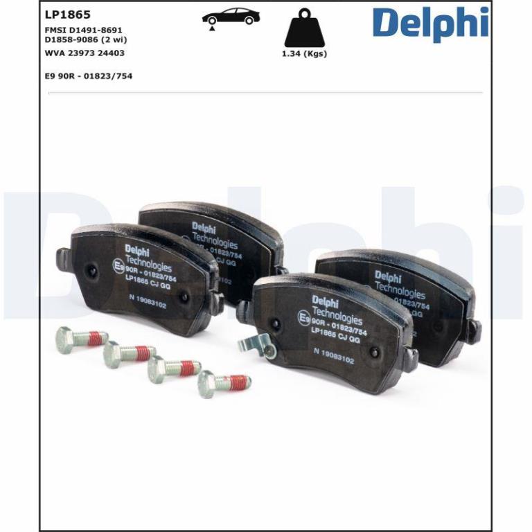 Delphi LP1819 Pastiglie Freno Anteriori/Posteriori Per Hyundai/Kia I30, Carens, Cee'd, Cerato - Qualità OEM, Frenata Sicura E Silenziosa