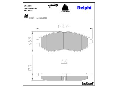 Juego de 4 pastillas de freno (Almohadilla de freno) DELPHI ref. LP1895