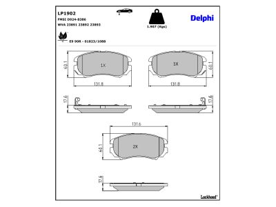 Jeu de 4 plaquettes de frein DELPHI ref. LP1902