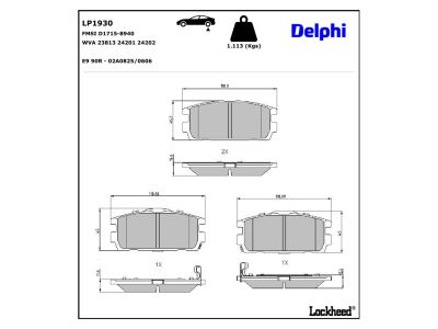 Jeu de 4 plaquettes de frein DELPHI LP1930