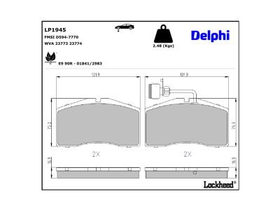 Jeu de 4 plaquettes de frein DELPHI LP1945