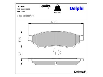 Jeu de 4 plaquettes de frein DELPHI LP1946