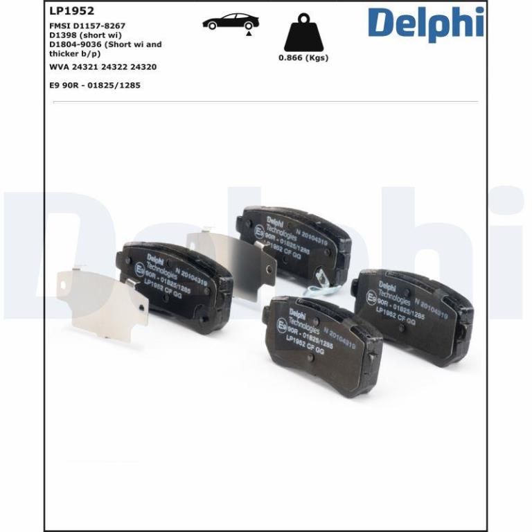 Jeu de 4 plaquettes de frein DELPHI ref. LP1952