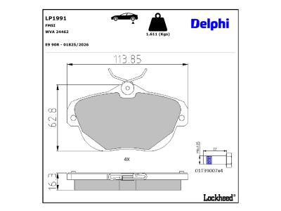 Jeu de 4 plaquettes de frein DELPHI ref. LP1991