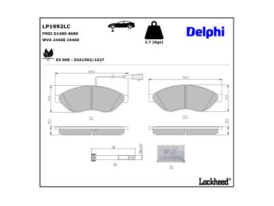 Jeu de 4 plaquettes de frein DELPHI LP1992LC