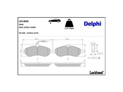 Jeu de 4 plaquettes de frein DELPHI ref. LP1995