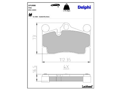 Jeu de 4 plaquettes de frein DELPHI ref. LP1998