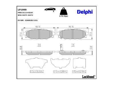 Jogo de 4 pastilhas de travão DELPHI ref. LP1999