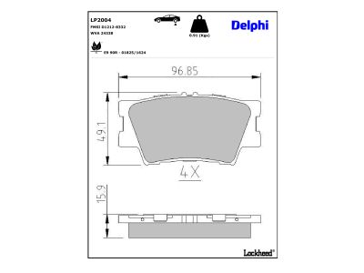 Jeu de 4 plaquettes de frein DELPHI ref. LP2004