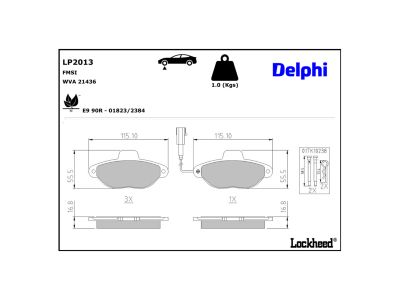 Juego de 4 pastillas de freno (Almohadilla de freno) DELPHI ref. LP2013