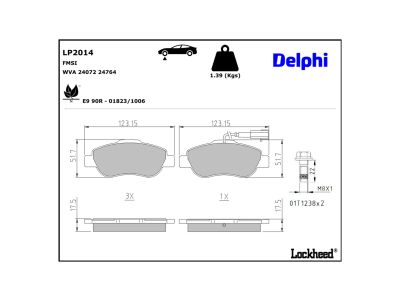 Jogo de 4 pastilhas de travão DELPHI LP2014