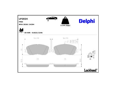 Juego de 4 pastillas de freno (Almohadilla de freno) DELPHI ref. LP2024