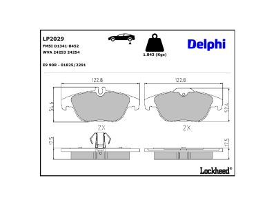 Juego de 4 pastillas de freno (Almohadilla de freno) DELPHI ref. LP2029