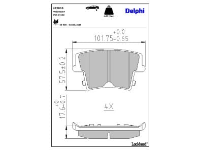 Jeu de 4 plaquettes de frein DELPHI ref. LP2035