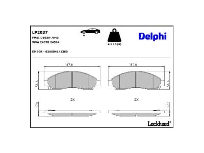 Juego de 4 pastillas de freno (Almohadilla de freno) DELPHI ref. LP2037