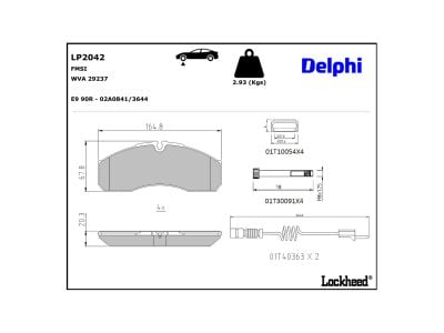 Juego de 4 pastillas de freno (Almohadilla de freno) DELPHI ref. LP2042